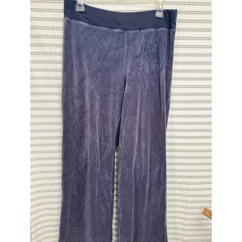Michael Kors Y2K Womens Velour Track Pants Navy Blue Straight Leg Lounge Large